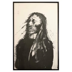Used Paul Pletka Native American Portrait II Signed Lith 49/150 Framed American SW