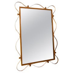 Vintage 1950s Gilt Iron Ribbon Mirror in the style of Jean Royere Mid century modern
