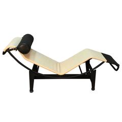 Le Corbusier by Cassina LC4 Canvas and Leather with Black Steel Frame