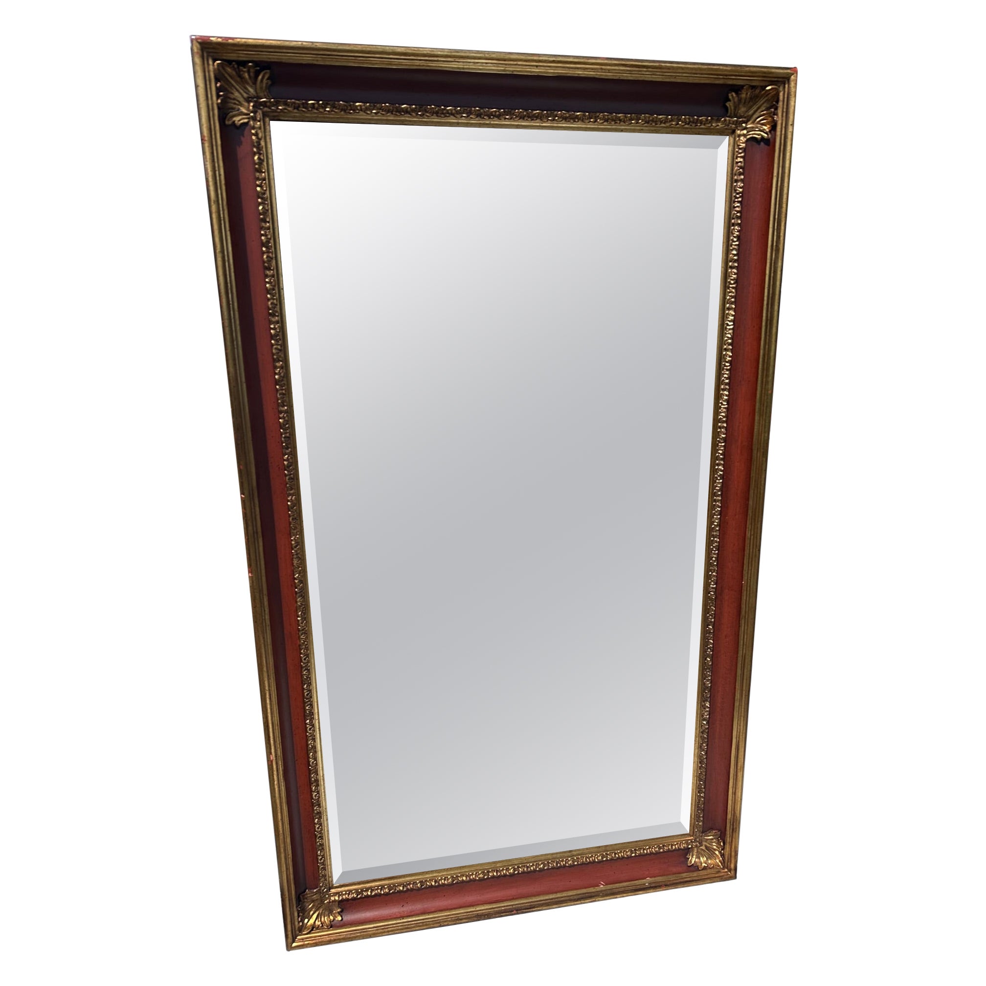 Monumental Italian Solid Wood & Gilded Wall Mirror For Sale