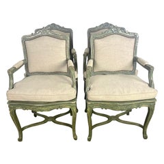 Set of Four French Painted Armchairs C. 1900's