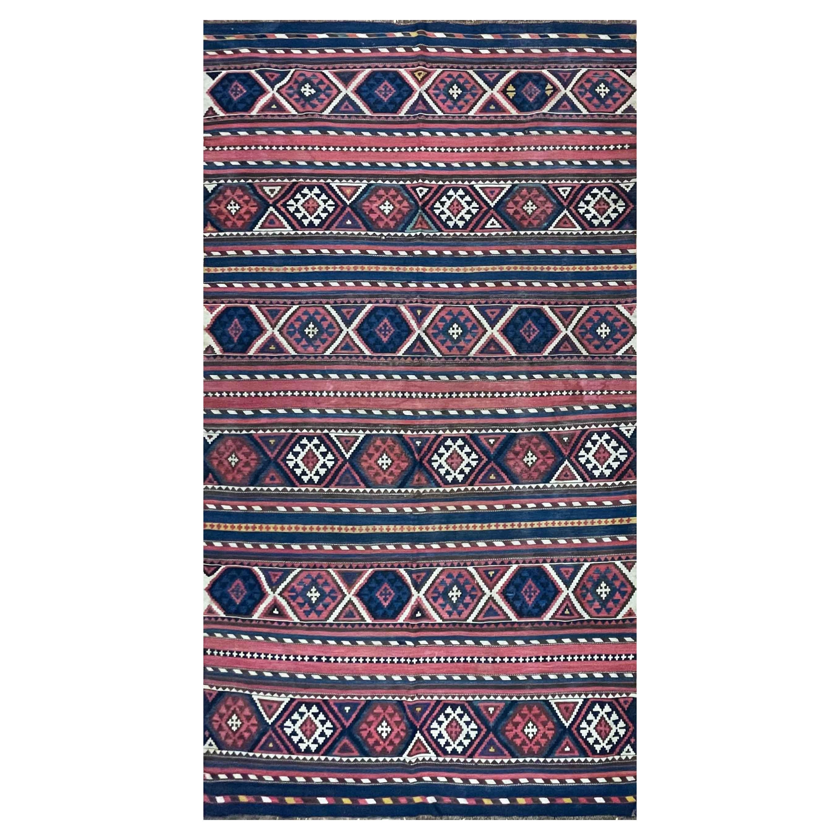 Antique Shahsavan Kilim/Rug Large and unusual, c-1900's  For Sale