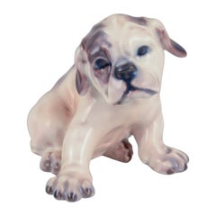 Vintage Dahl Jensen porcelain figurine of an English Bulldog puppy.