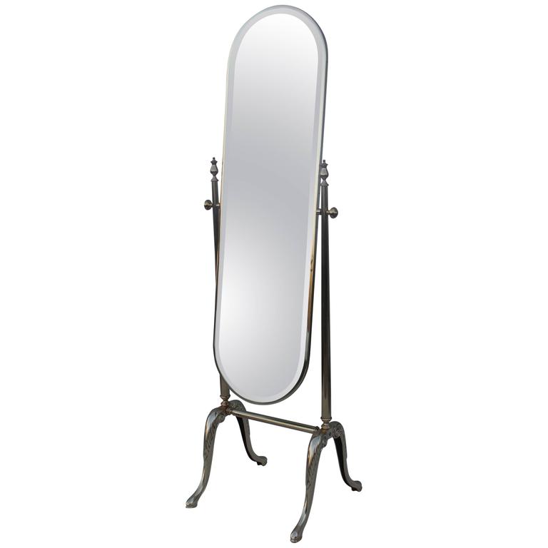 1960s French Brass Cheval Mirror 1960s French Brass Cheval Mirror For