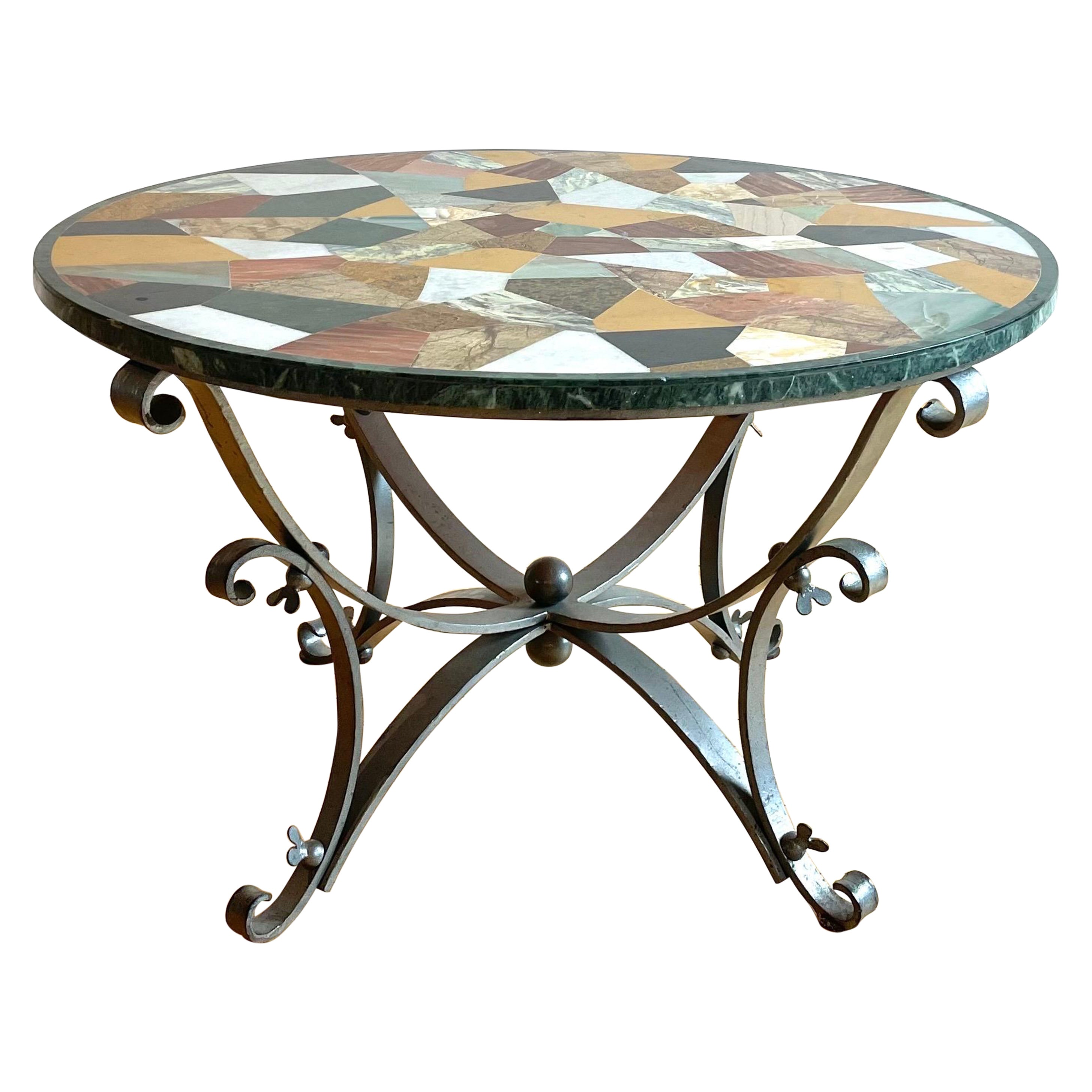 Incredible Marble Mosaic Coffee Table  For Sale