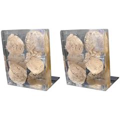 Pair of Cenedese Murano Glass Bookends with Gold Leaf Inclusions