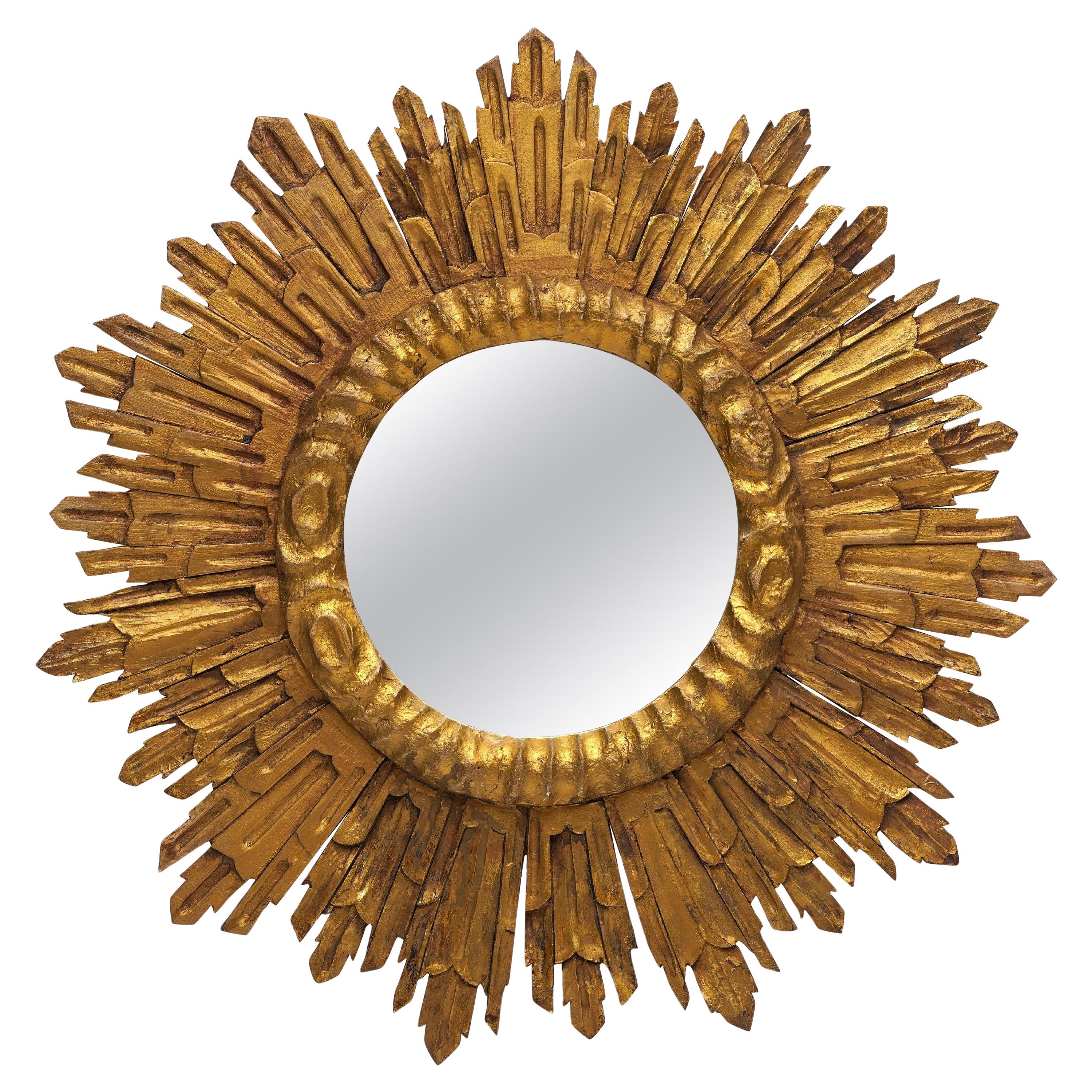 Großer französischer vergoldeter Starburst- oder Sunburst-Spiegel (Durchmesser 27 1/2)