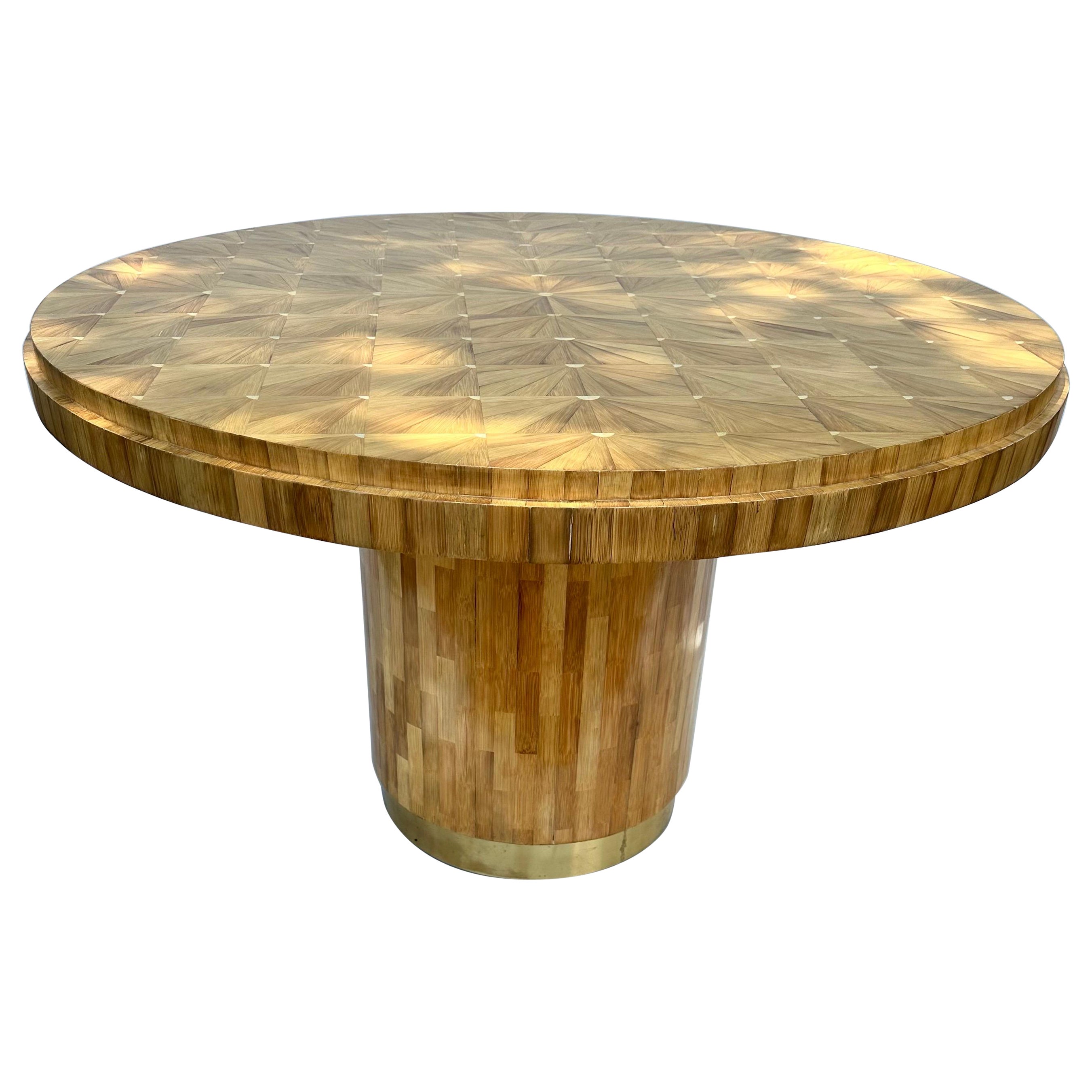 Ron Seff Raffia Marquetery dining room table  For Sale