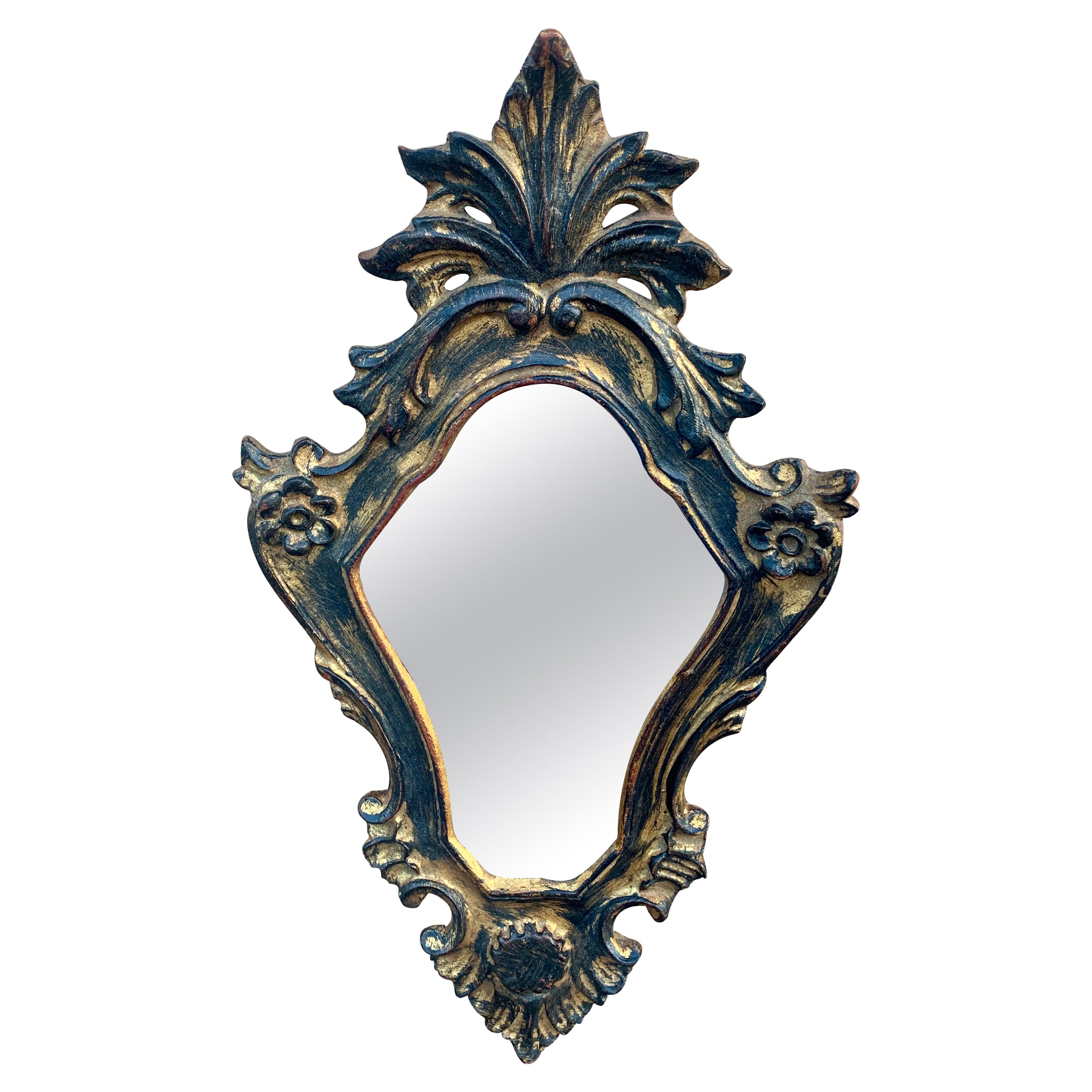 Italian Rococo Baroque Gilt Wood Wall Mirror For Sale
