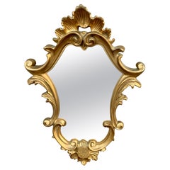 Vintage Italian Rococo Baroque Gilt Wood Wall Mirror