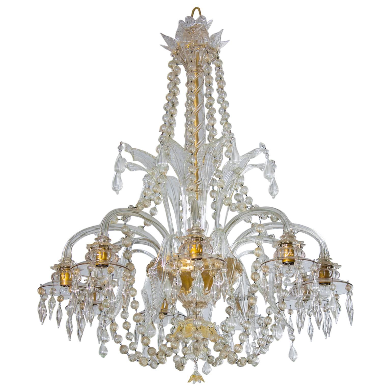 Handcrafted Murano Glass chandelier with small balls pendants 1950s Italy 