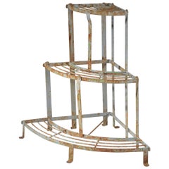 French three tier wrought iron corner plant pot stand