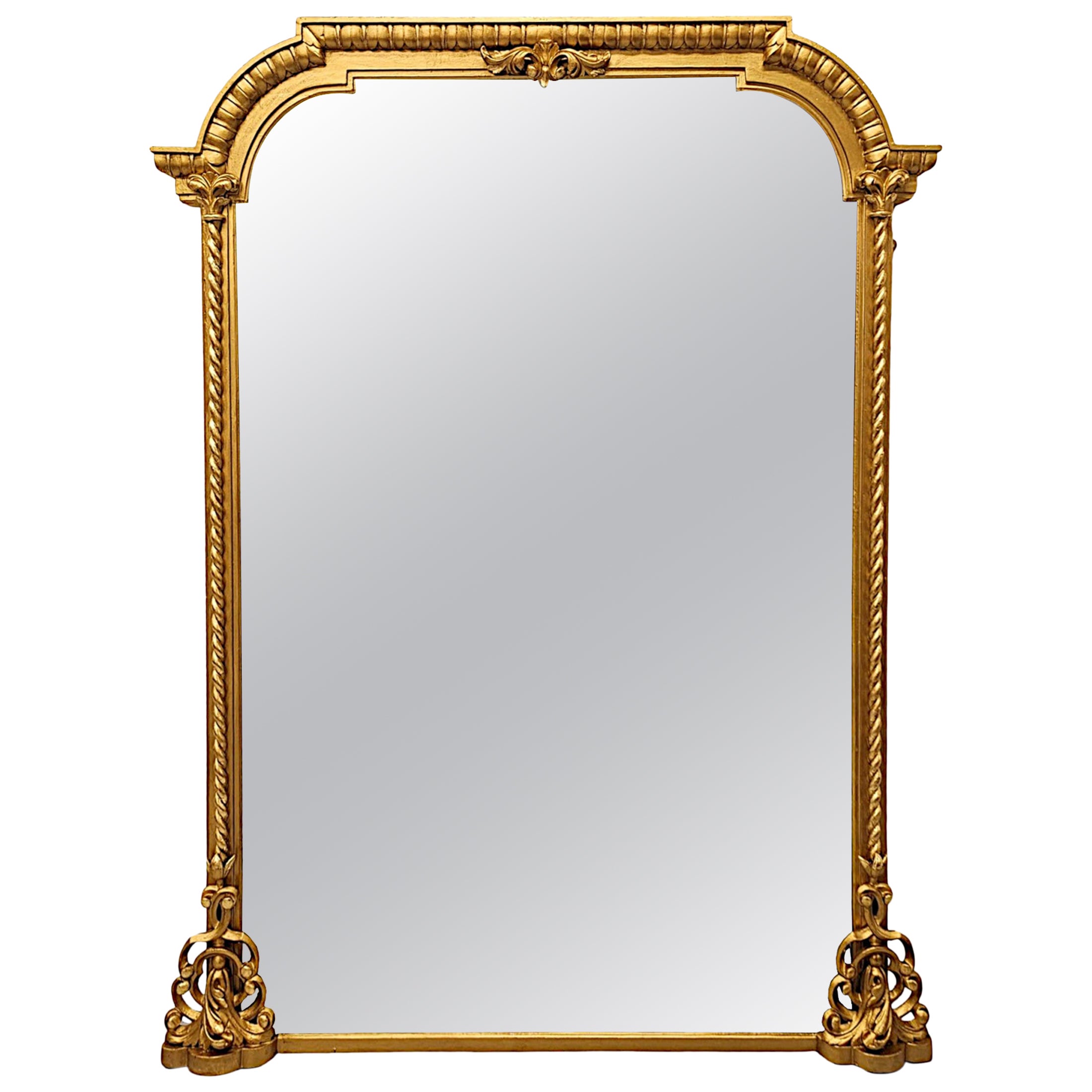 Fabuleux miroir à trumeau en bois doré du XIXe siècle en vente