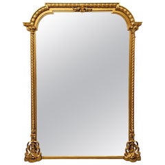 Fabuleux miroir à trumeau en bois doré du XIXe siècle