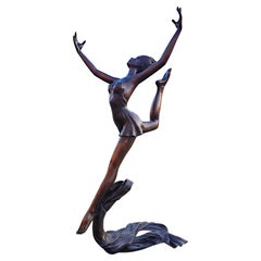 Atemberaubende große figurative Bronzeskulptur eines Balletttänzers aus Bronze
