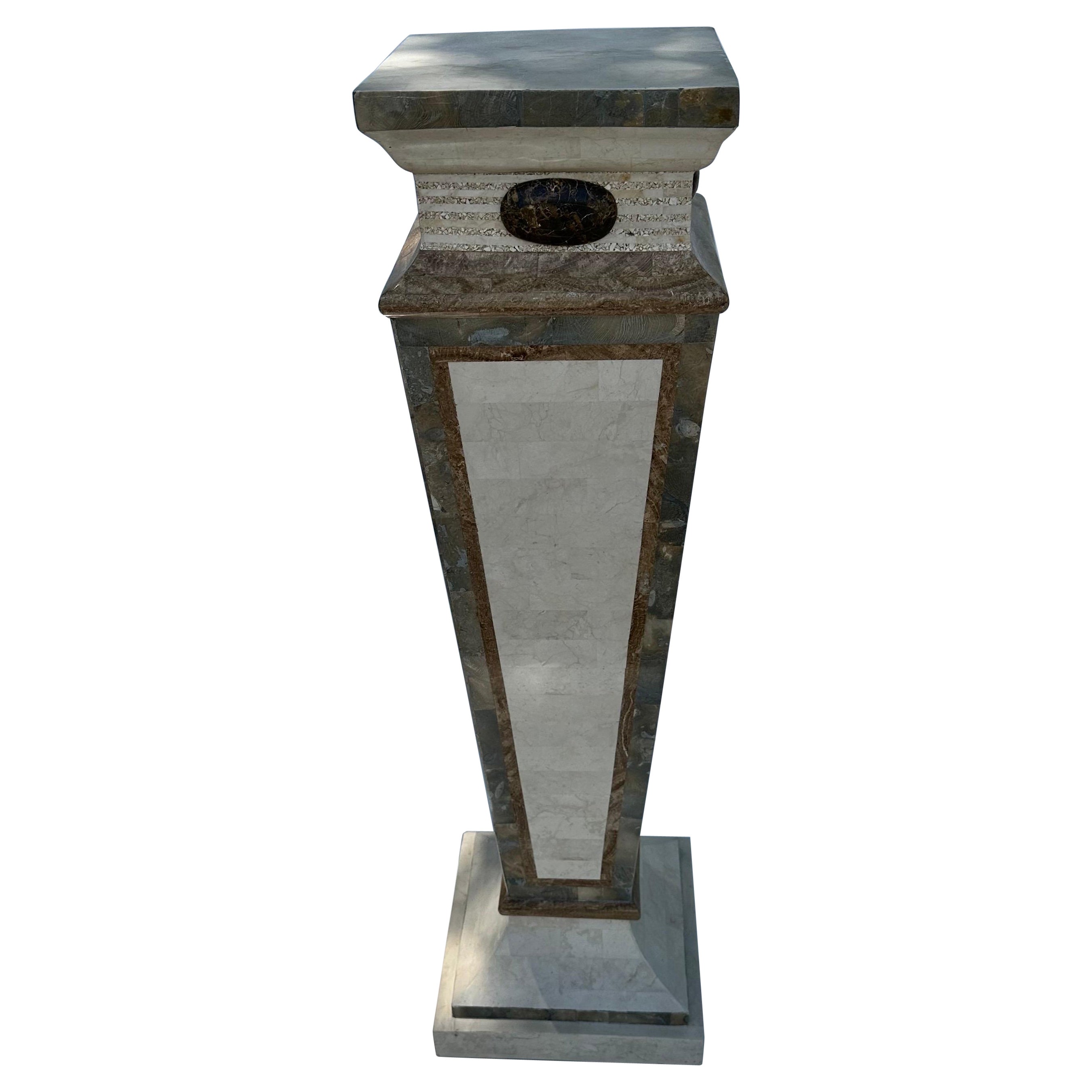 Maitland  Smith tessellated marble Pedestal For Sale