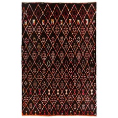 Handmade Moroccan Tulu Rug in Brown and Red, 100% Wool, Custom Options Available