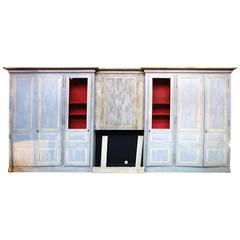 Antique French Louis XVI Style Woodwork or Boiserie, Light Blue and White