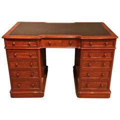 Antique Good Mid-19th Century Mahogany Pedestal Desk, Stamped by S and H Jewell