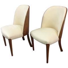 Pair of Art Deco Salon Chairs in Burr Walnut