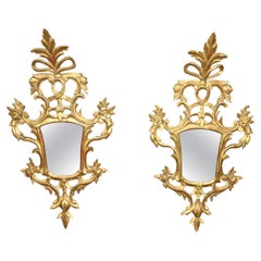 Fantastic Diminutive Water Gilded Carved Italian Rococo Mirrors Circa 1820s
