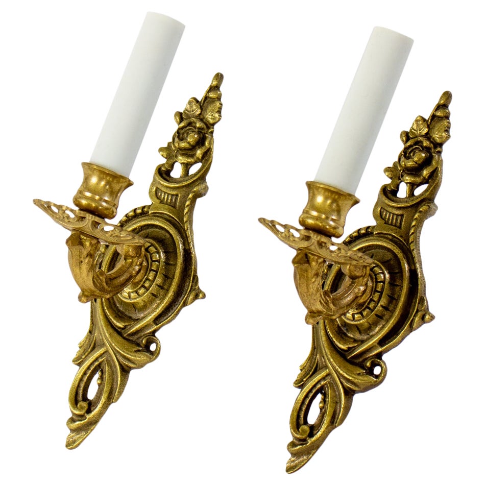 Early 20th Century Cast Brass Sconces - a Pair For Sale