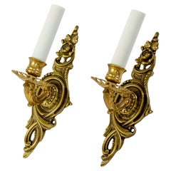 Early 20th Century Cast Brass Sconces - a Pair