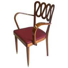 Chaise de salon, de bureau ou de coiffeuse italienne néoclassique mi-siècle moderne de Gio Ponti 