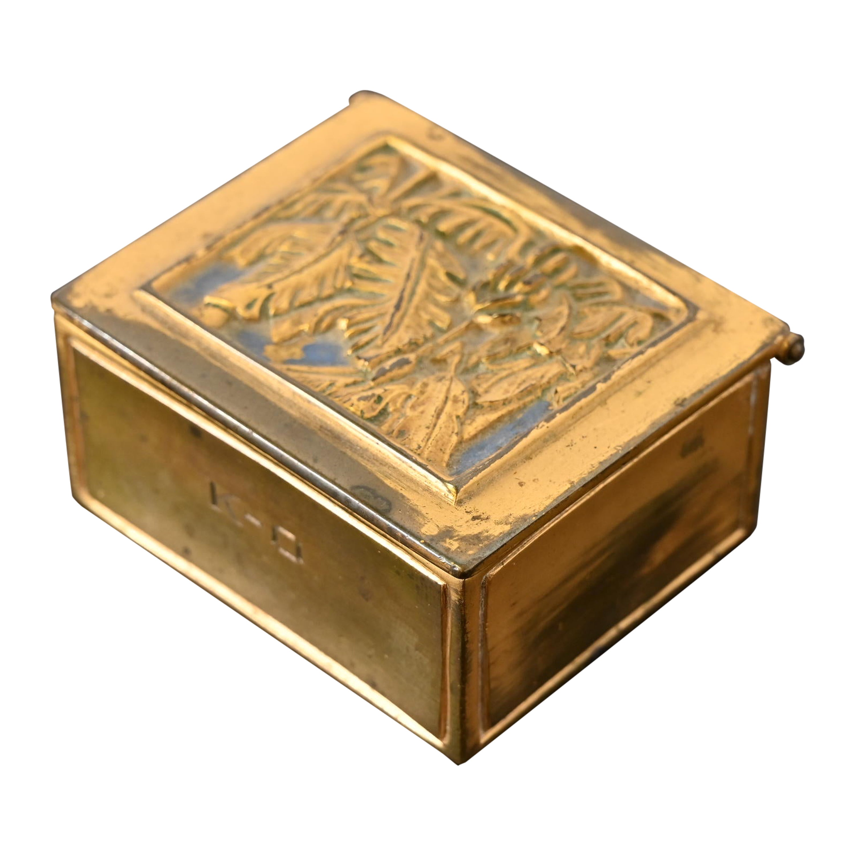 Tiffany Studios New York Bookmark Bronze Doré Stamp Box For Sale