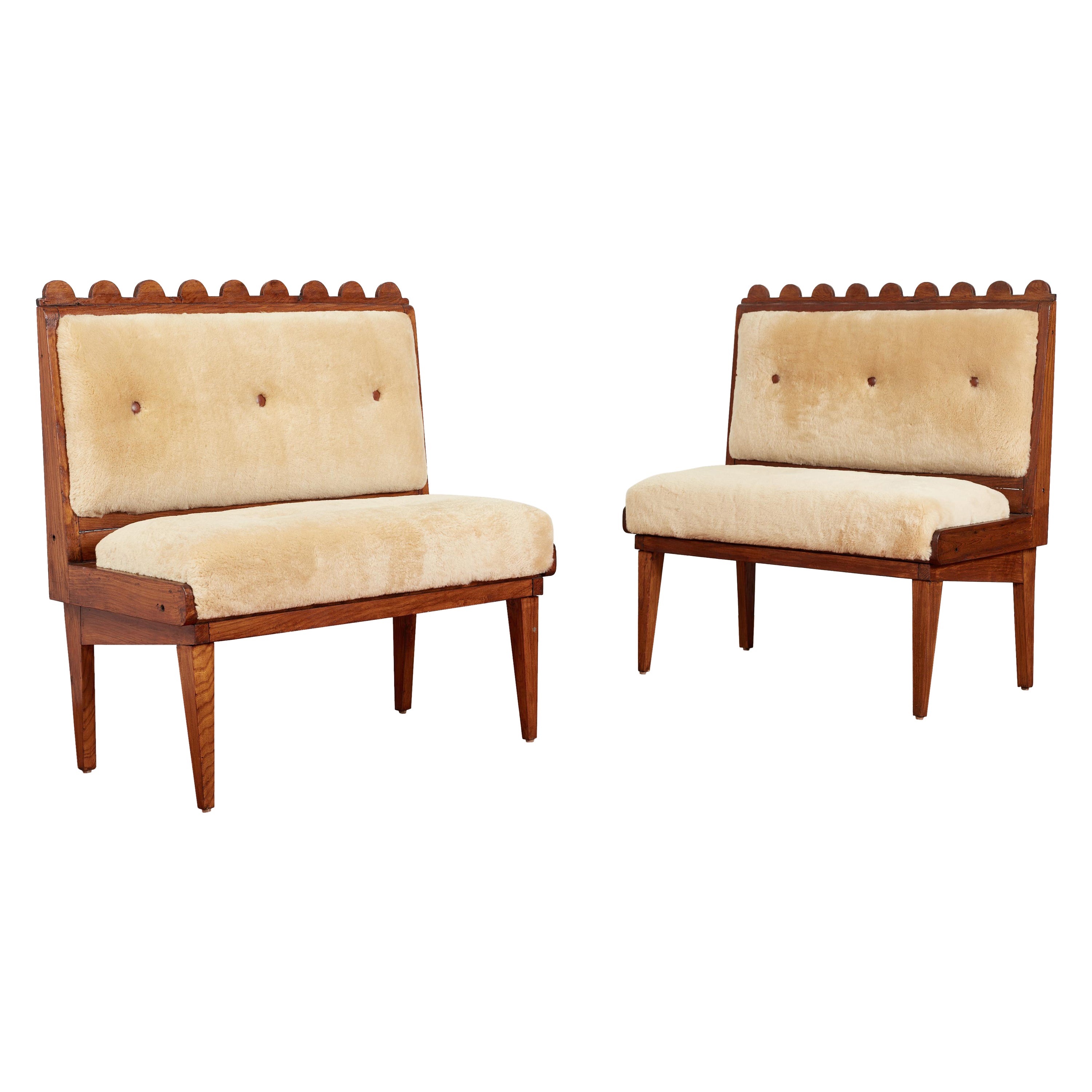 Pair of Paolo Buffa Attribured Benches  For Sale