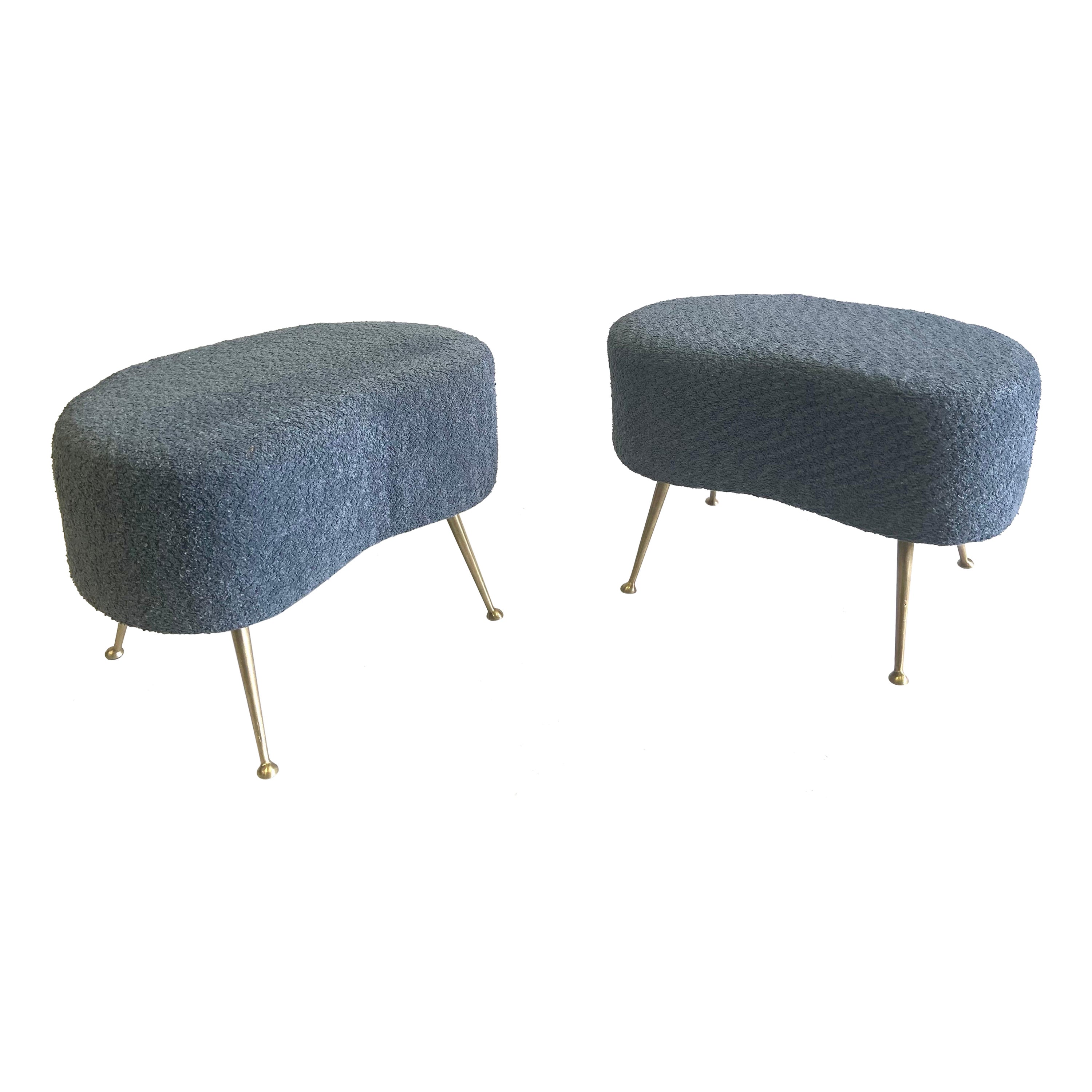 Pair of Italian Mid-Century Organic Modern Stools attributed to Marco Zanuso For Sale