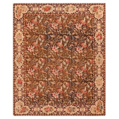 Antiker englischer Flachgewebe-Teppich mit Blumenmuster und Nadelspitze 6'3" x 7'9"