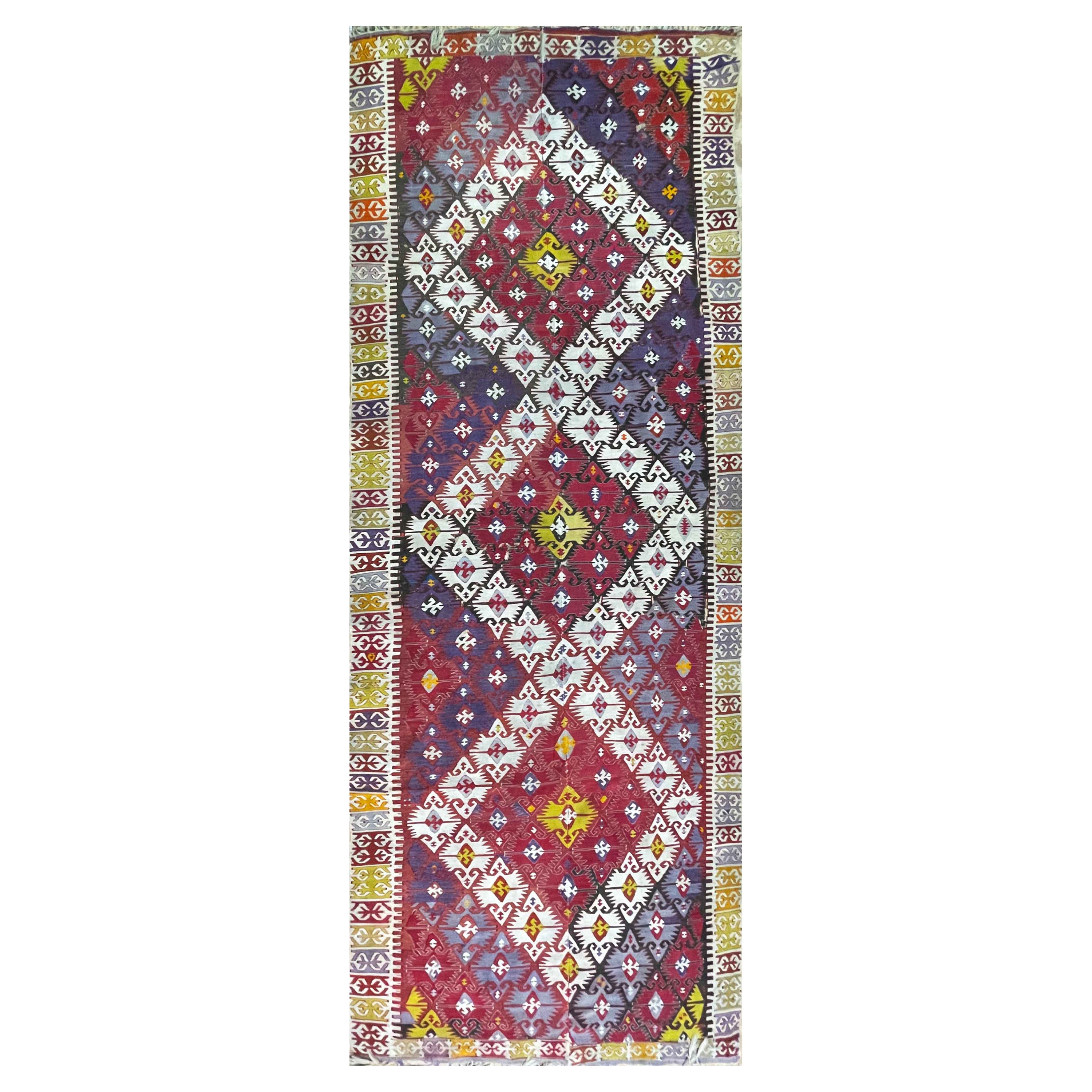 Antique Turkish/Caucasian Kilim, 5'2" x 15' For Sale