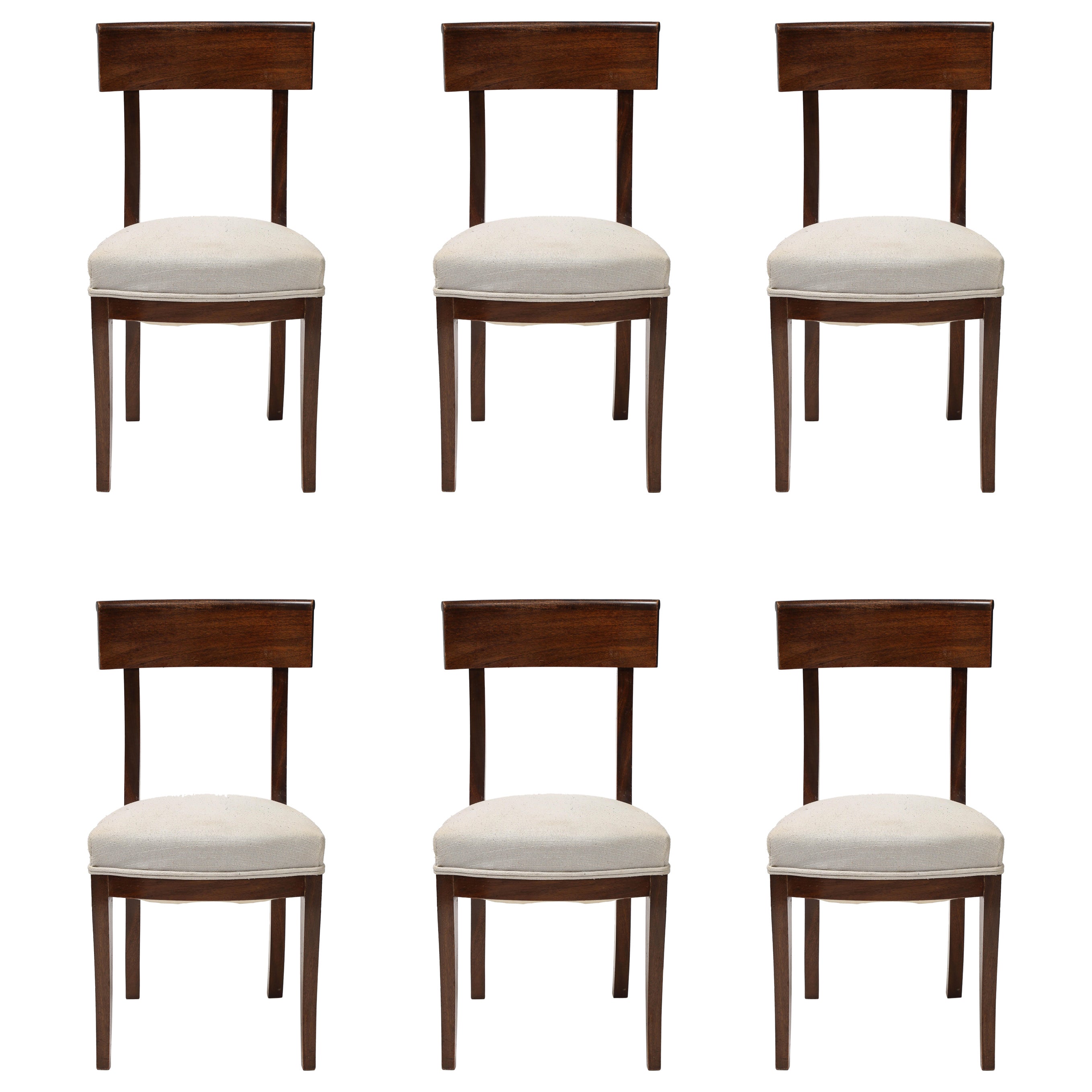 Set of 6 French Directoire Walnut Chairs For Sale