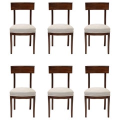 Set of 6 French Directoire Walnut Chairs