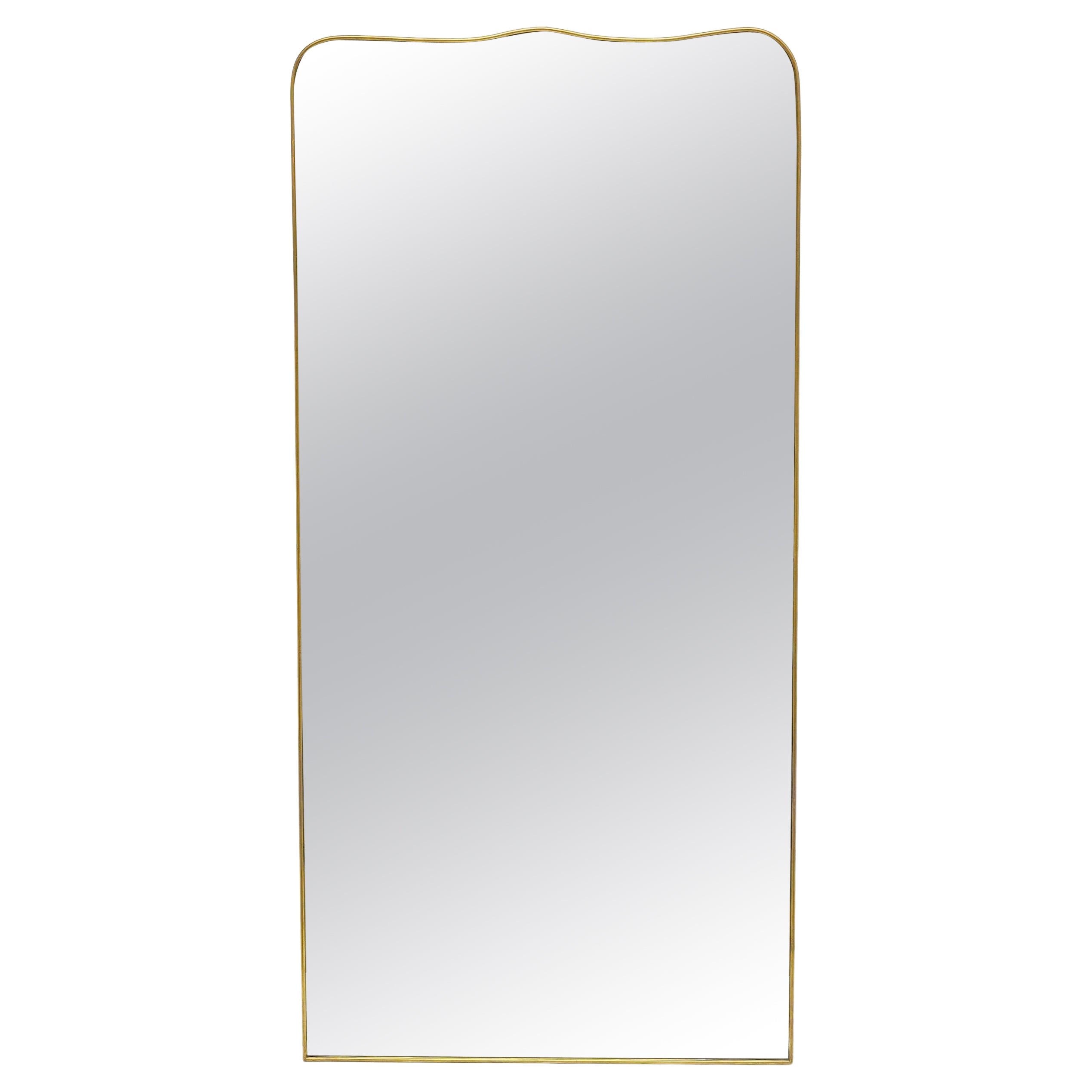 Italian Modern Gio Ponti Style Dressing Mirror in Brass Frame (H 62 1/2 x W 30) For Sale
