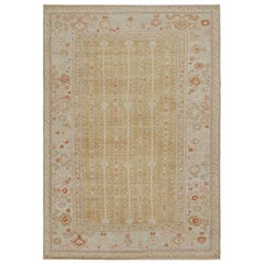 Rug & Kilim’s Oushak Style Rug in Gold and Gray with Floral Patterns