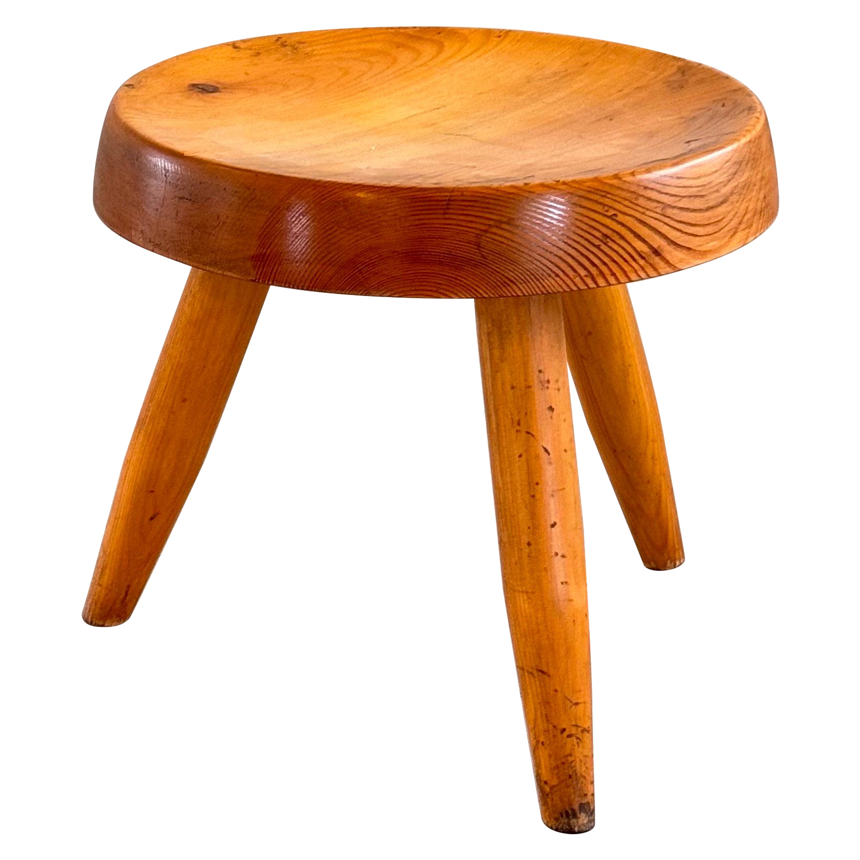 Charlotte Perriand Pine Wood 'Berger' Stool, France, 1960s  For Sale