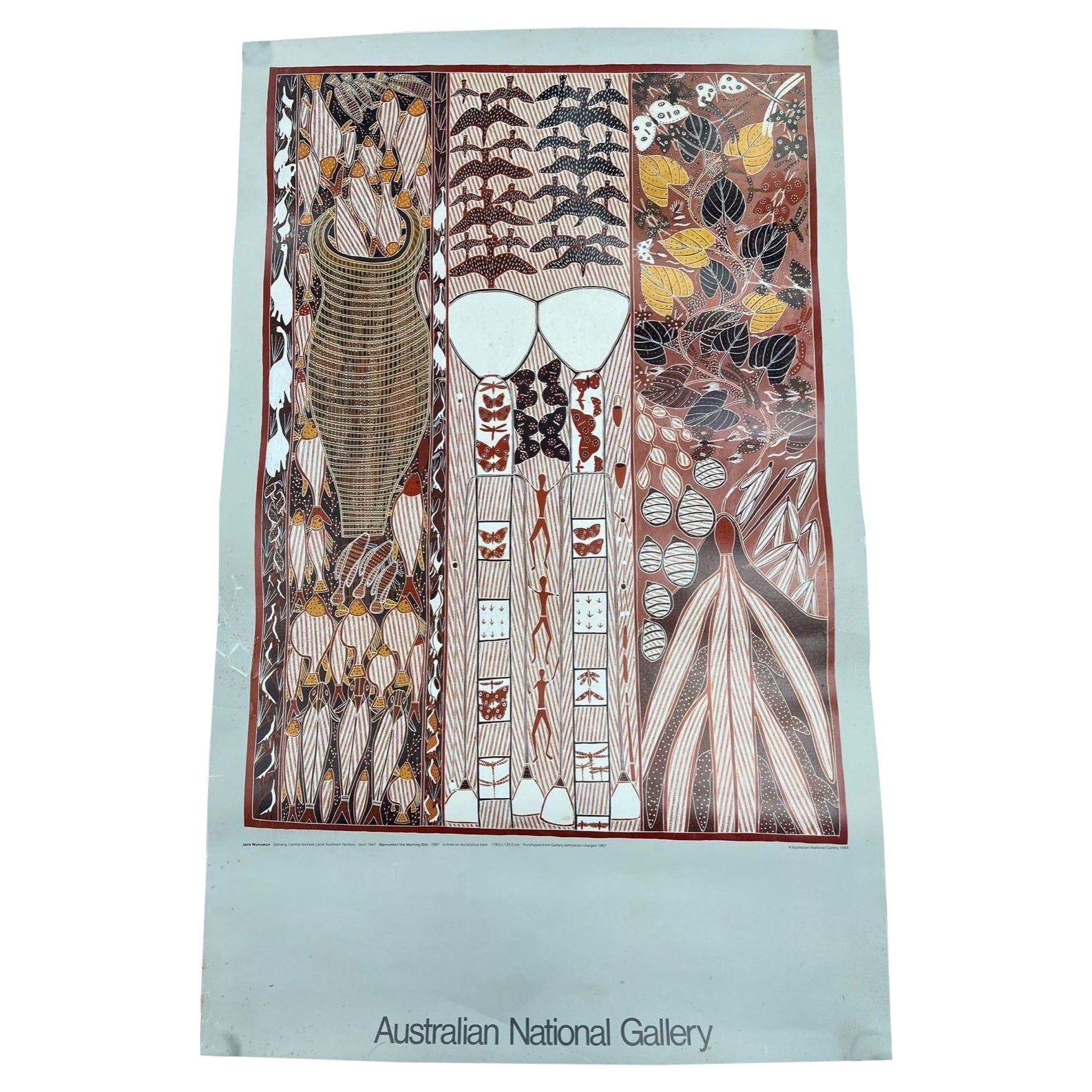 Vintage Australian National Art Gallery Jack Wanuwun 1988. Exhibition Poster. For Sale