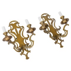 Early 20th Century Solid Brass Sconces - a Pair