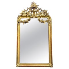 19th Century French Louis XVI Carved Giltwood Mirror