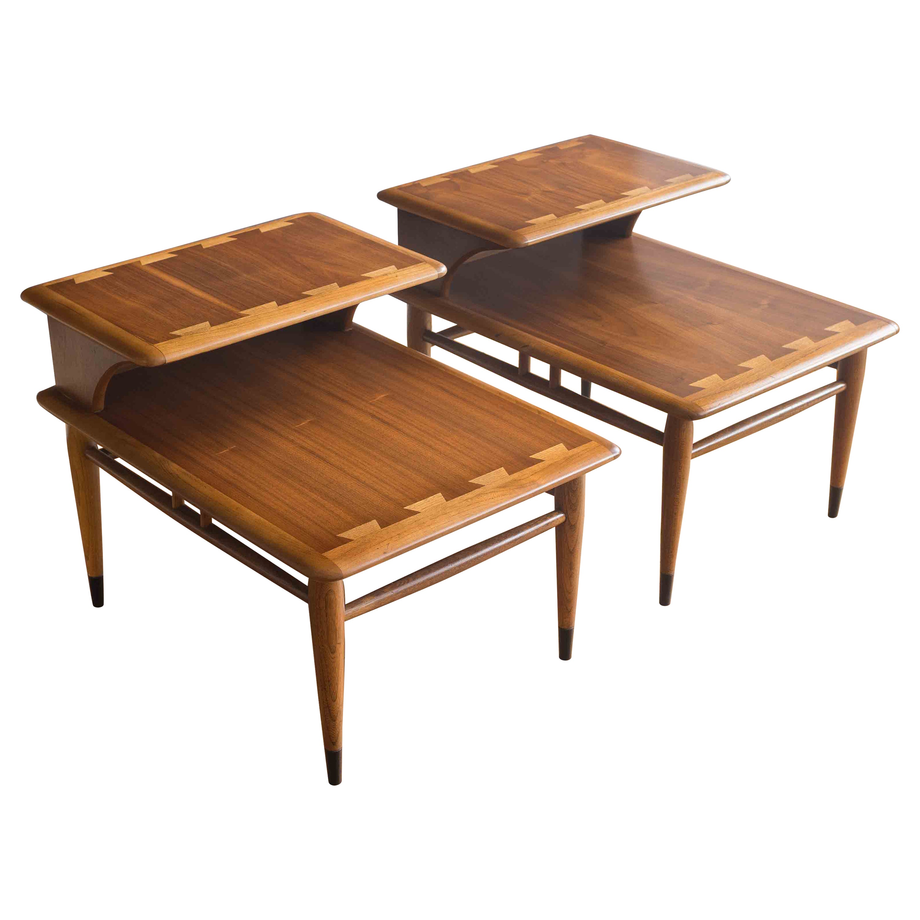 Vintage Mid Century Lane Acclaim Walnut Step Tables / End Tables For Sale