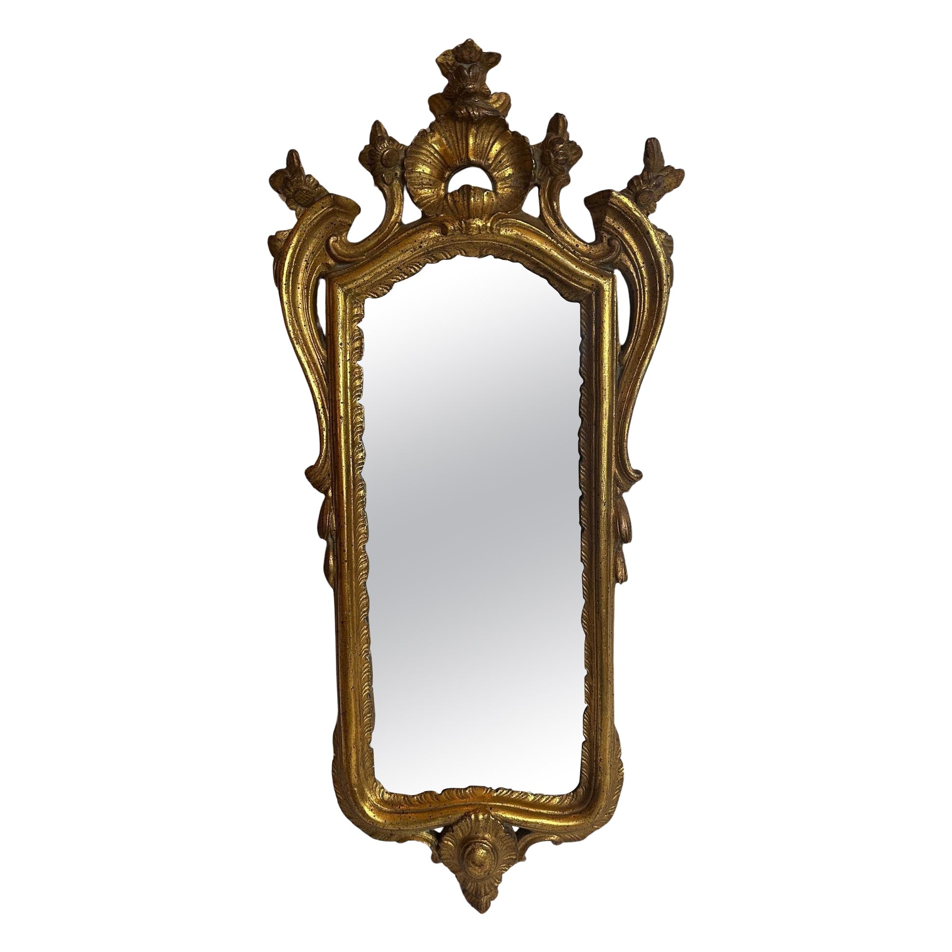 Elegant Vintage Italian Borghese Hand Carved Giltwood Mirror For Sale
