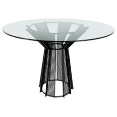 James De Wulf Metal Harvest Dining Table Base, Glass Top
