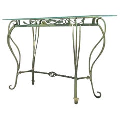 Vintage Regency Wrought Iron Leaf Console Table