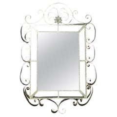 Vintage Regency Monumental Wrought Iron Mirror