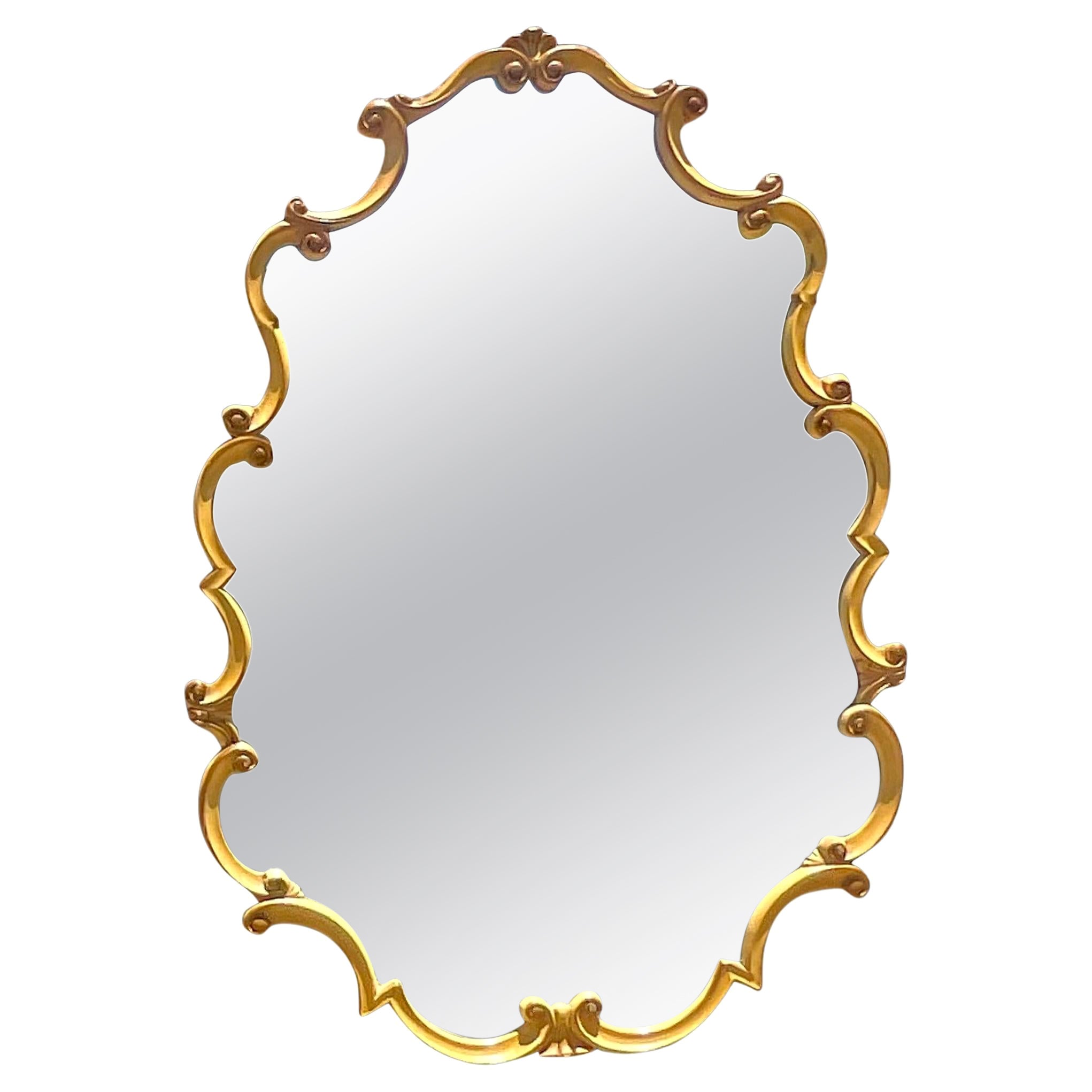 Vintage Regency Carved Scroll Mirror For Sale