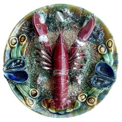 Vintage Coastal Majolica Lobster Plate