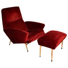 1950s Guy Besnard Armchair and Ottoman