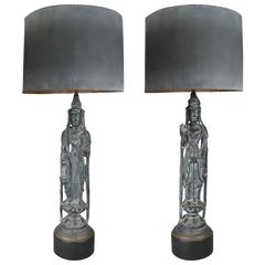 Vintage Pair of 1950s Buddah Lamps attributed to James Mont